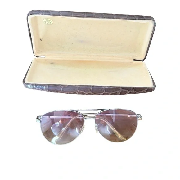 Aviator Sunglasses with Brown Croc Hard Case - Pink Gradient Lenses - Picture 3 of 6